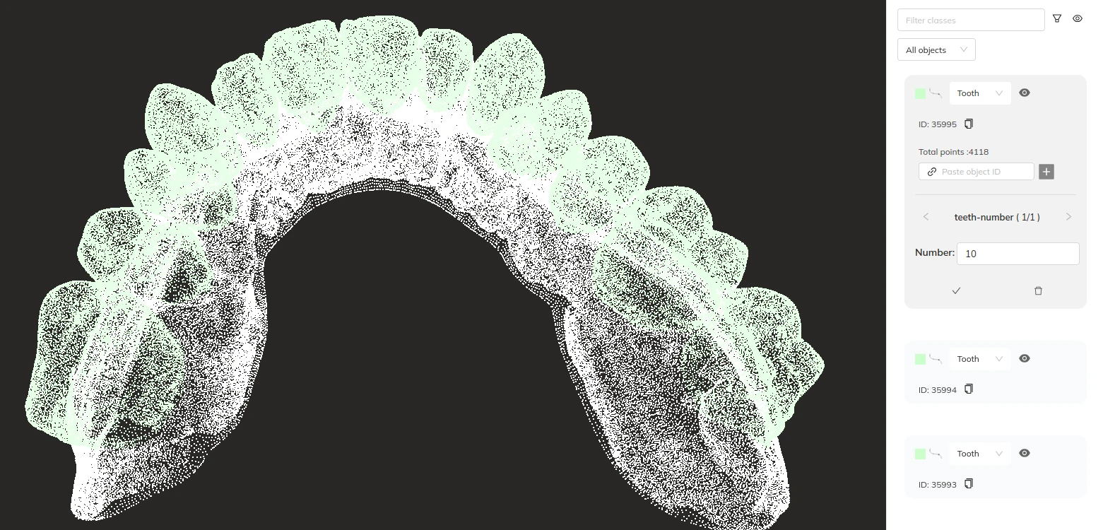 Labeling 3D point clouds from intra-oral dental scans